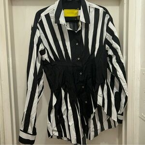 Black and White Striped Button Down Shirt